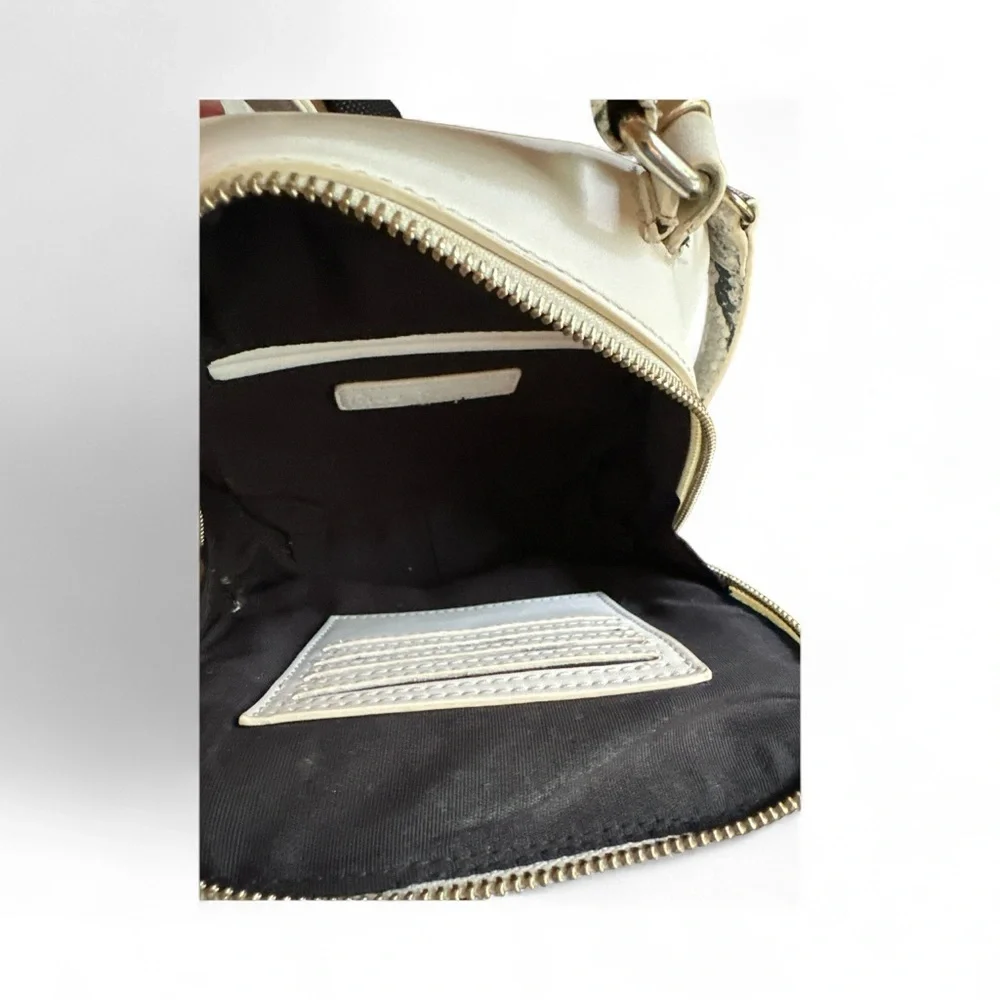 Free People 3-Way Convertible Mini Backpack Crossbody Cream Snakeskin Trim - Picture 5 of 6